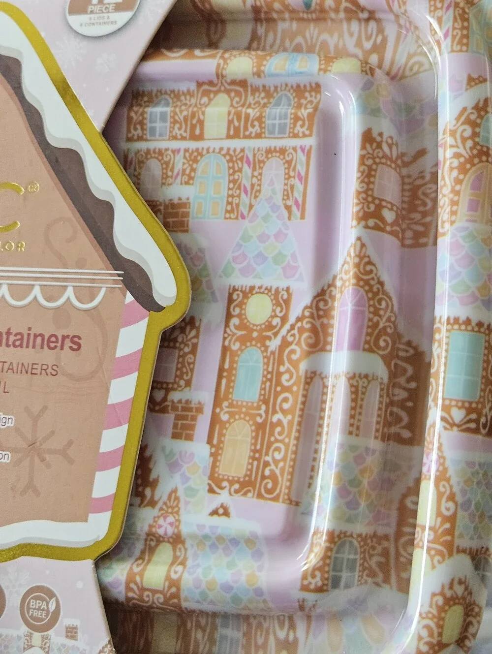 Cook With Color 6 clear plastic container 12 piece colorful lid gingerbread set
